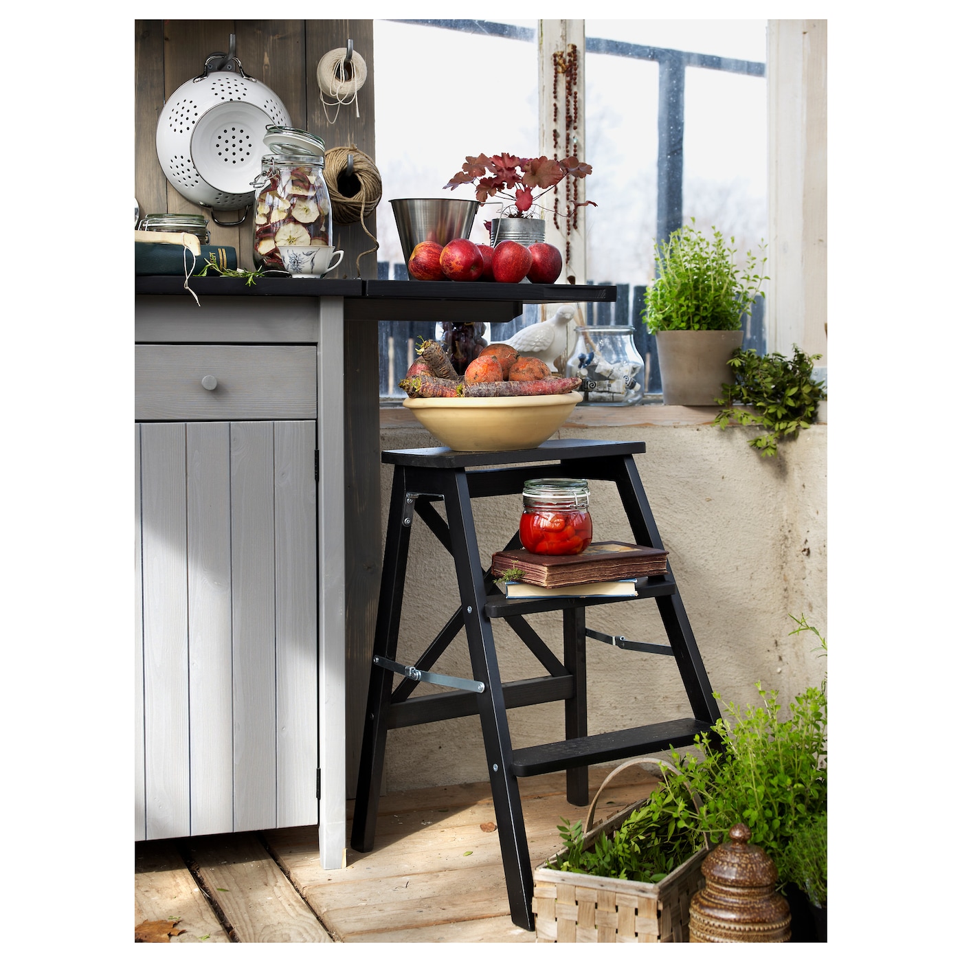 BEKVAM stepladder 3 steps black IKEA