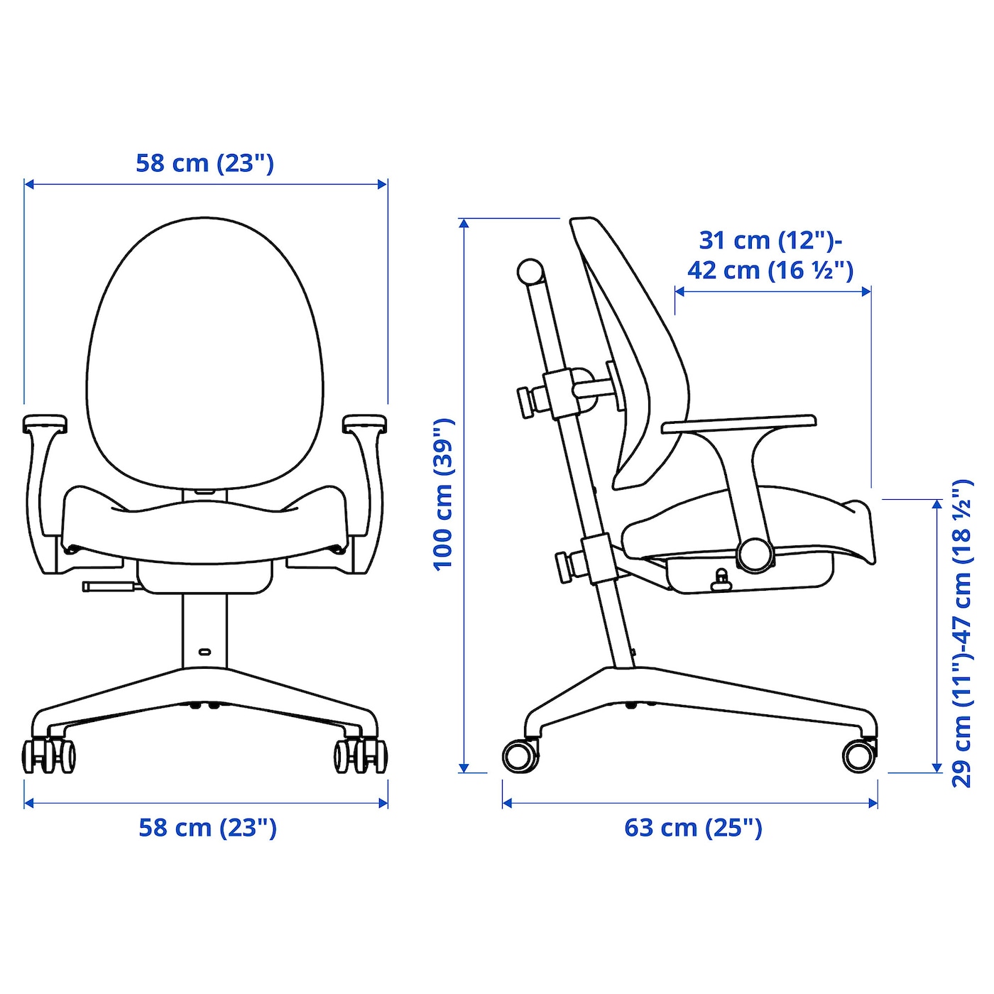 BERGLÄRKA / GUNRIK children's desk+chair w armrests solid