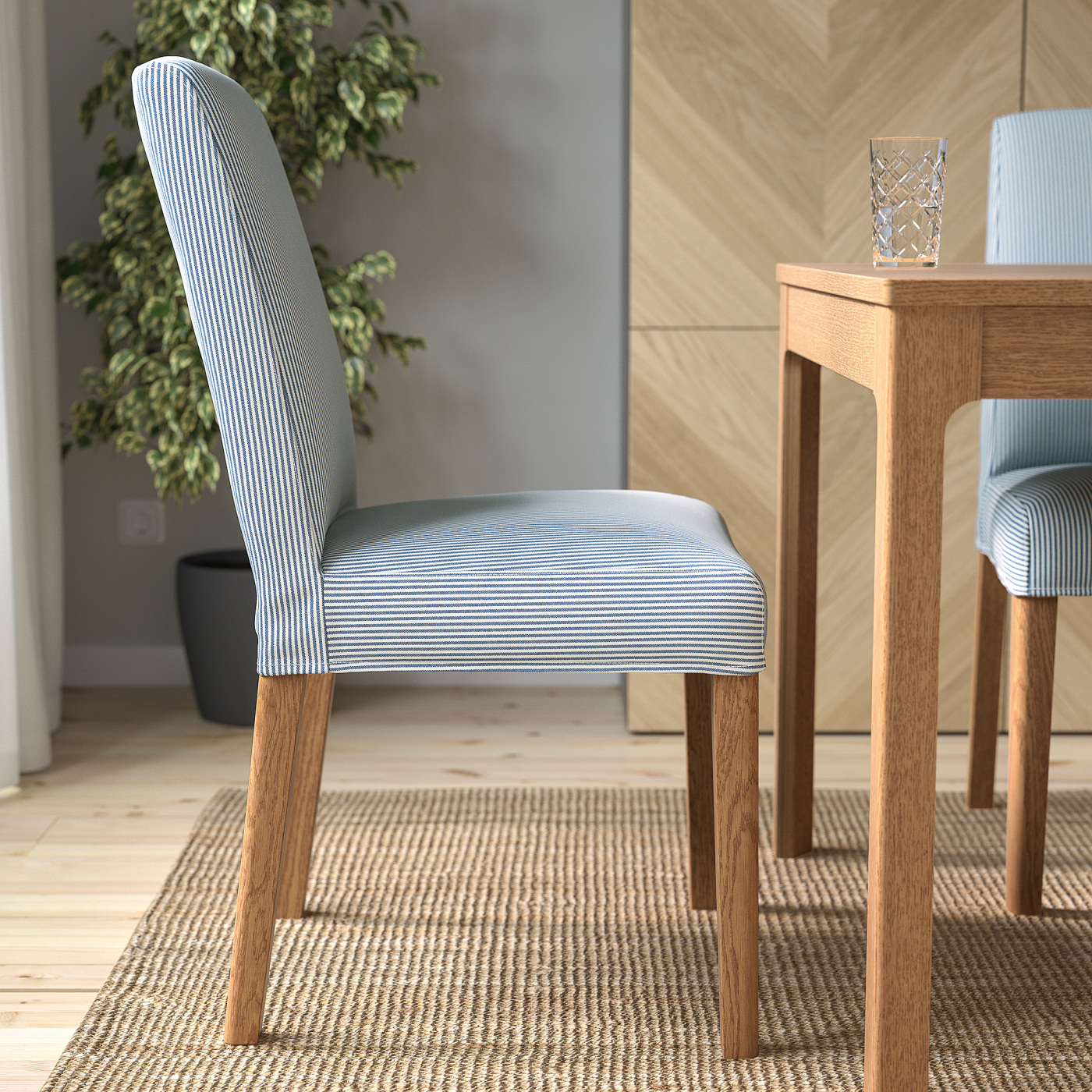 BERGMUND chair oak effect/Rommele dark blue/white - IKEA