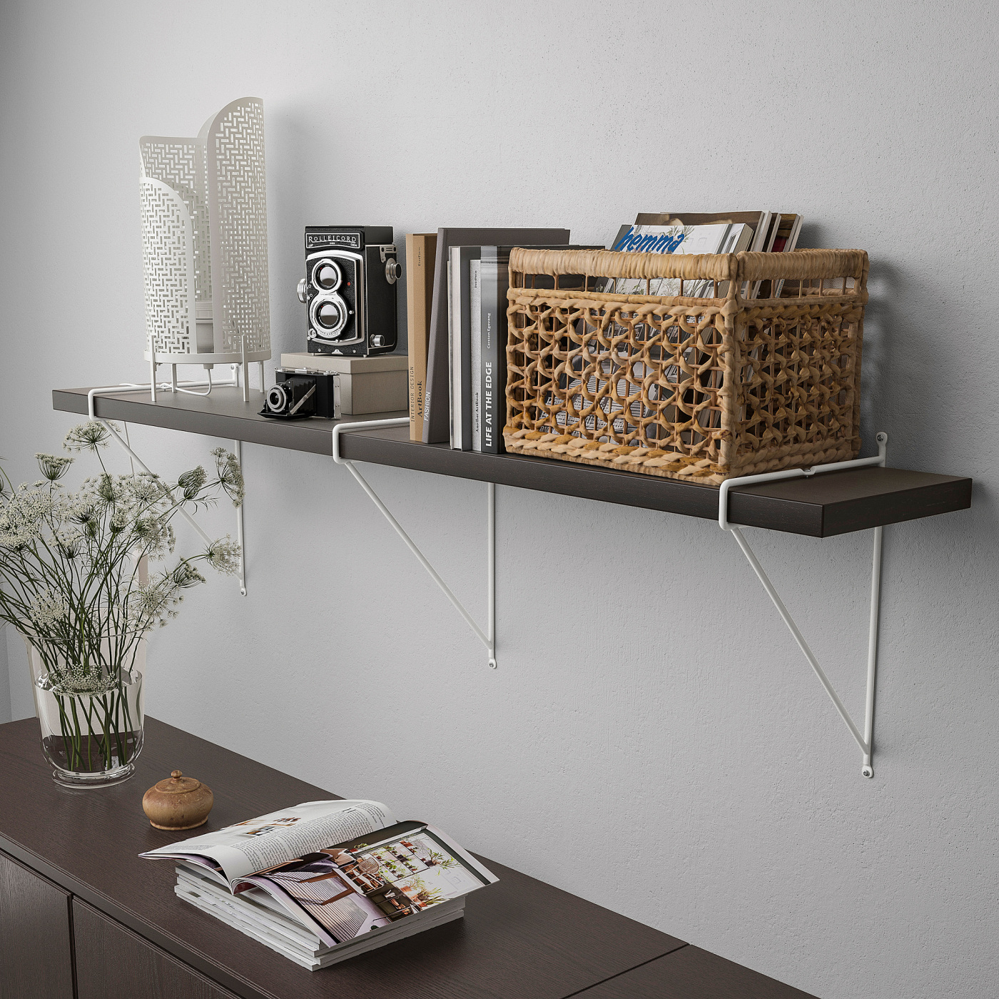 BERGSHULT / PERSHULT wall shelf brown-black/white - IKEA