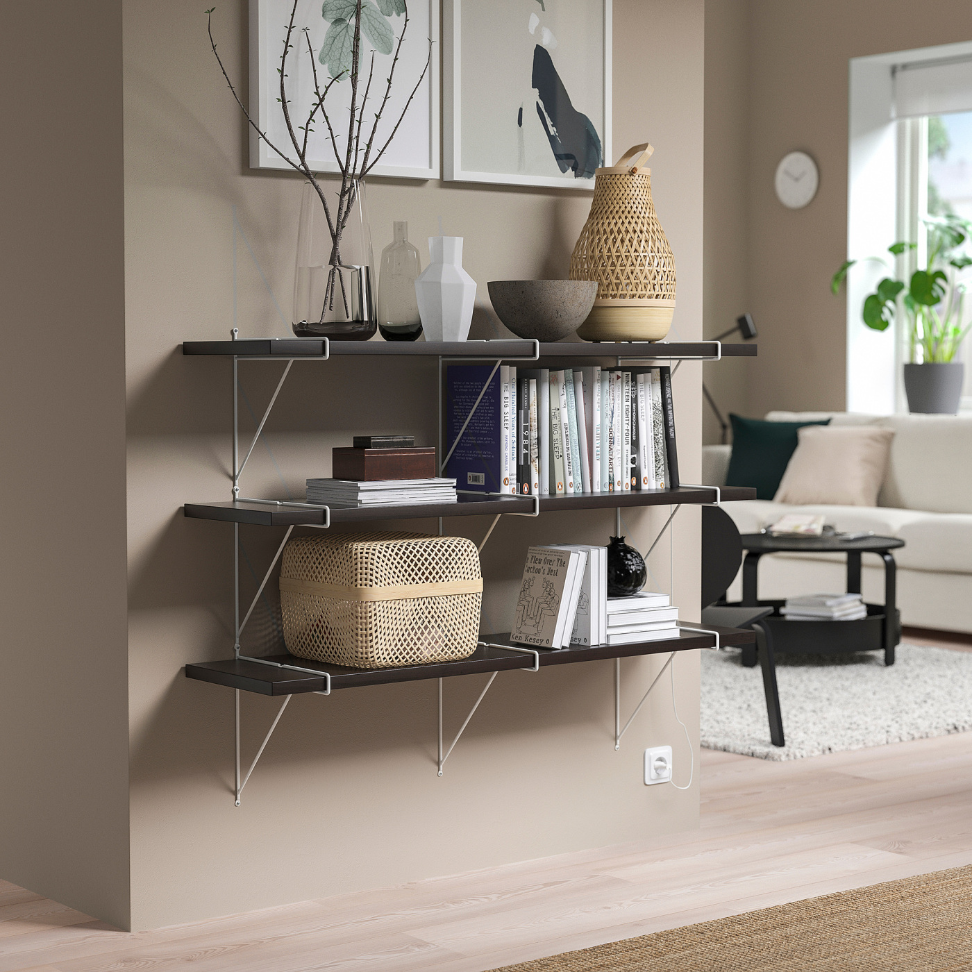 BERGSHULT / PERSHULT wall shelf combination brown-black/white - IKEA