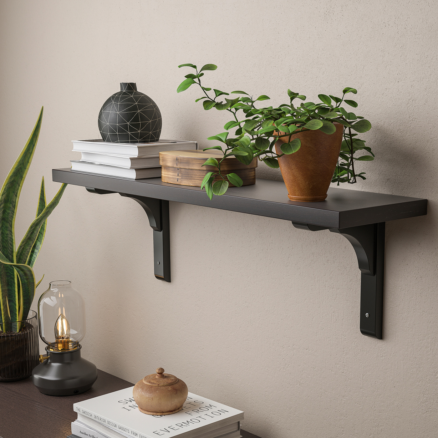 BERGSHULT / RAMSHULT wall shelf brown-black - IKEA