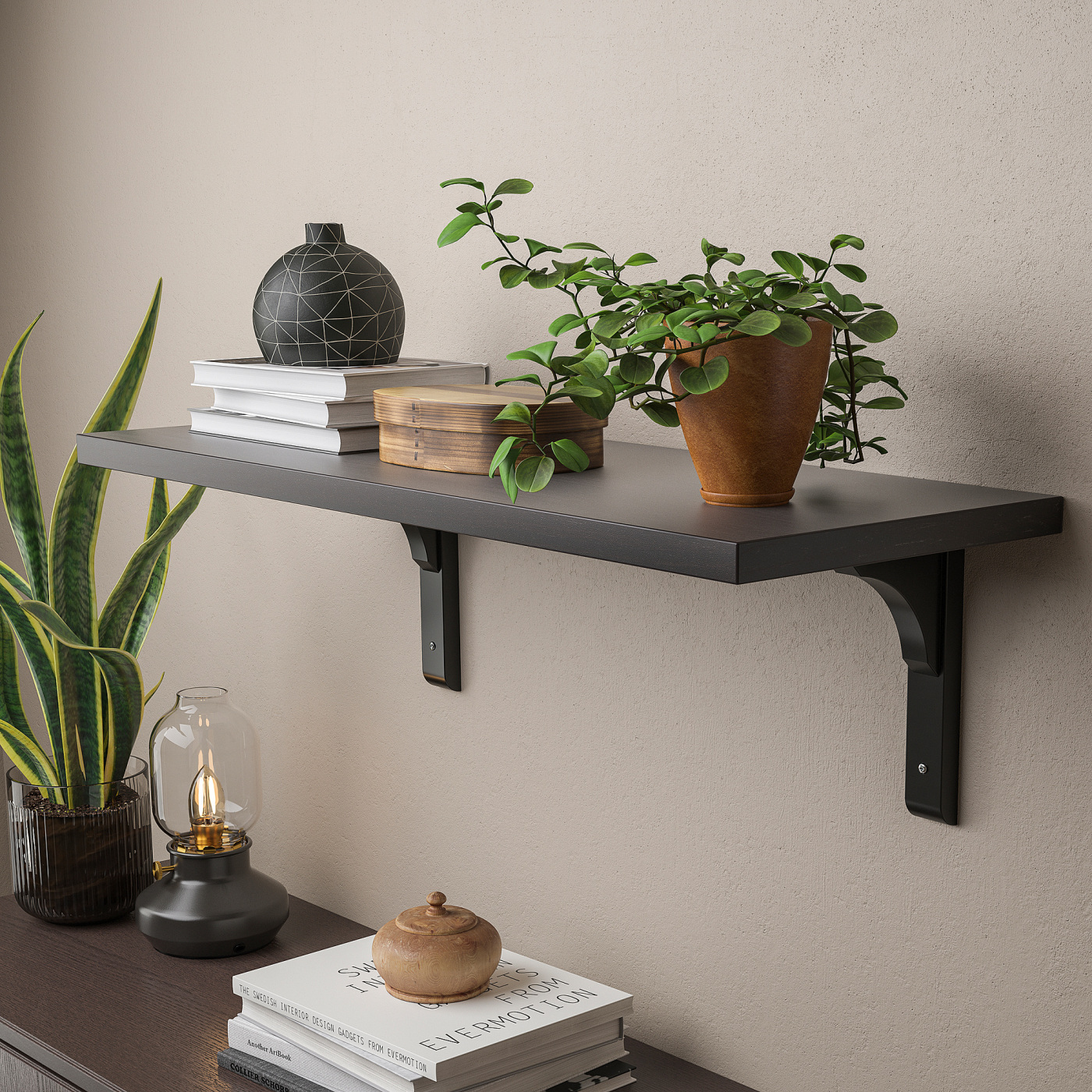 BERGSHULT / RAMSHULT wall shelf brown-black - IKEA