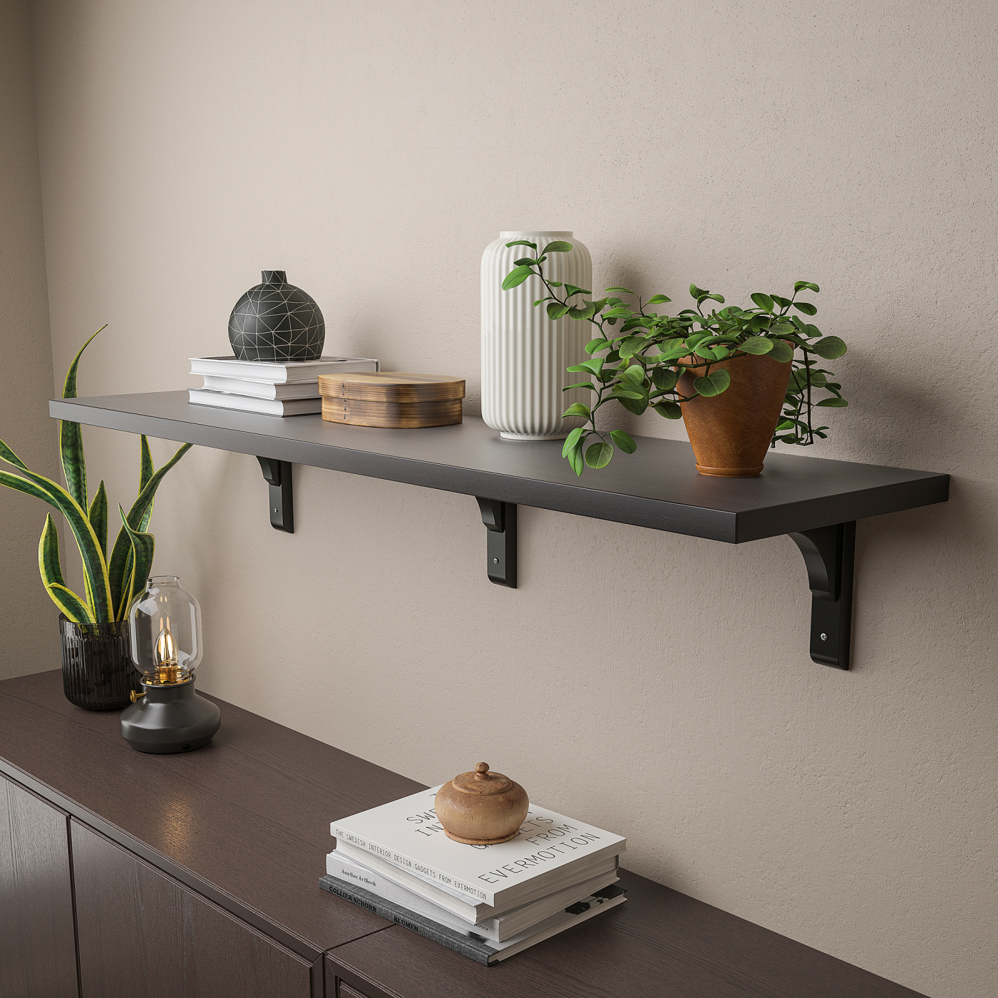 BERGSHULT / RAMSHULT wall shelf brown-black - IKEA