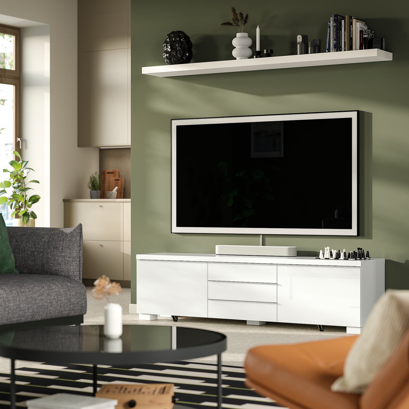 【早い者勝ち】IKEA BESTÅ BURS バースト ホワイト 180cm BESTÅ BURS TV bench high-gloss white - IKEA