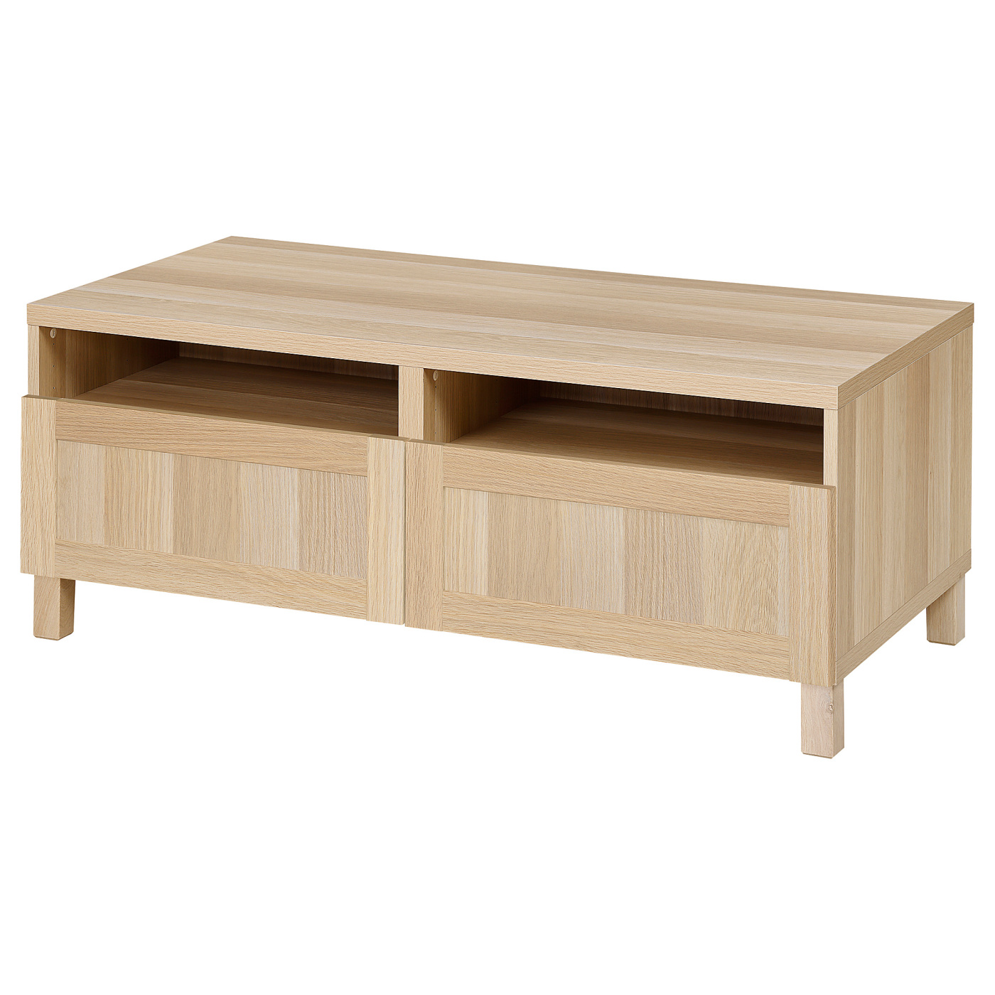 BESTÅ coffee table with drawers white stained oak effect/Hanviken
