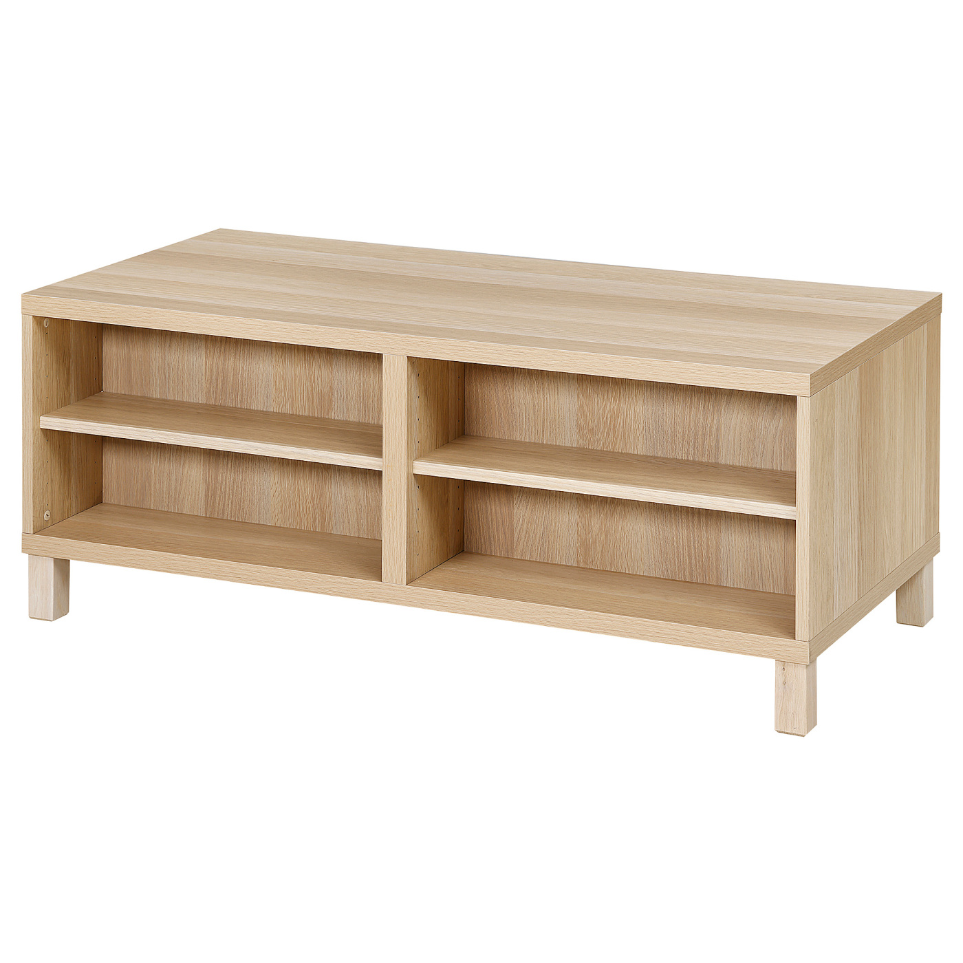 BESTÅ coffee table with drawers white stained oak effect/Hanviken