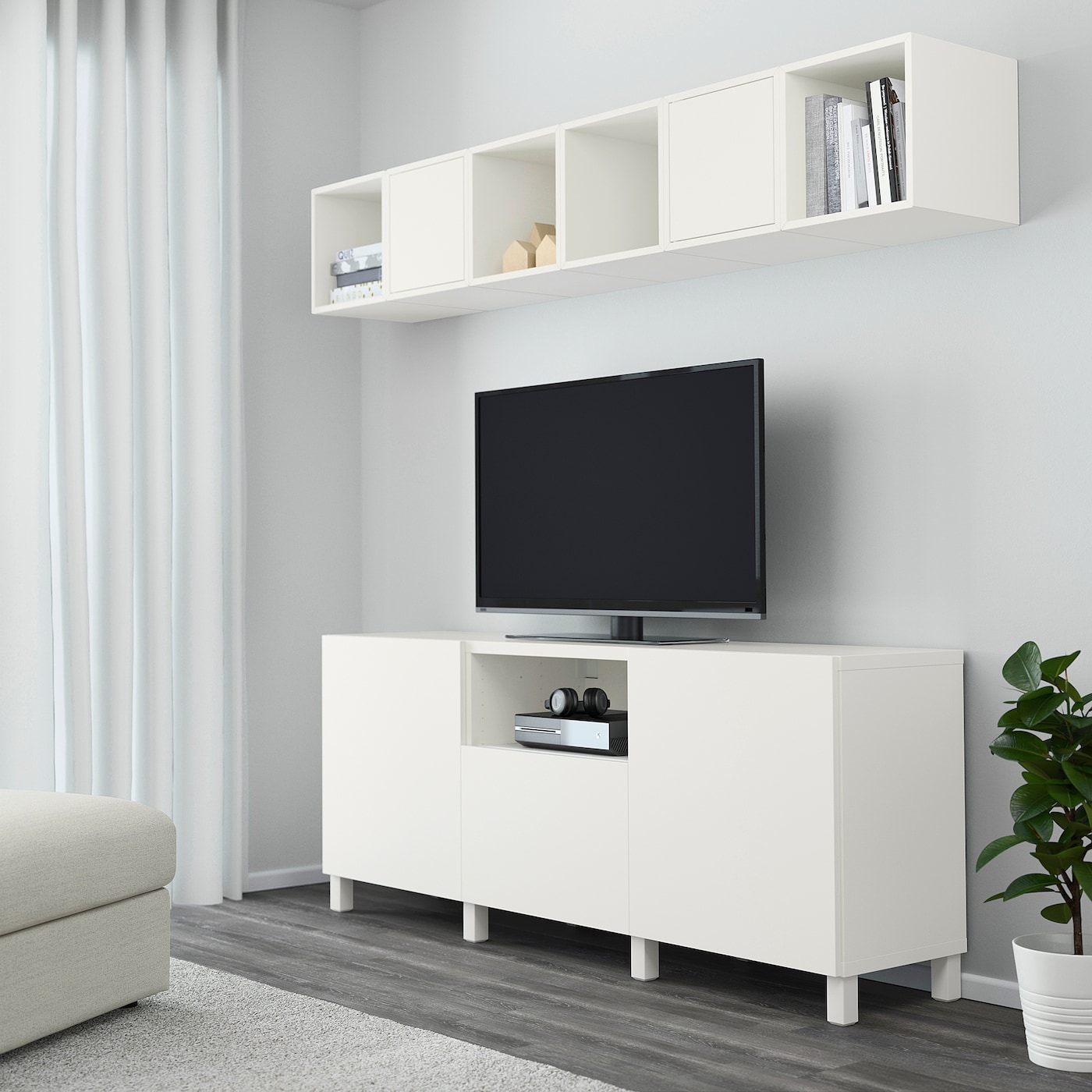 BESTÅ / EKET cabinet combination for TV white - IKEA