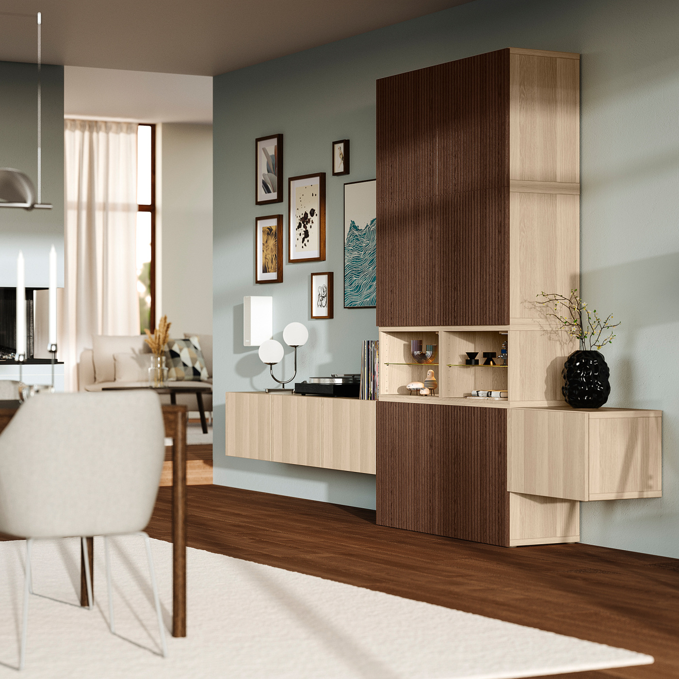 BESTÅ media storage combination white stained oak effect Lappviken