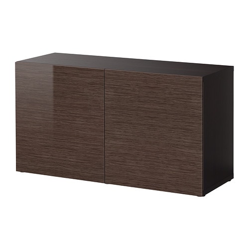 BESTÅ storage combination with doors black-brown/Selsviken