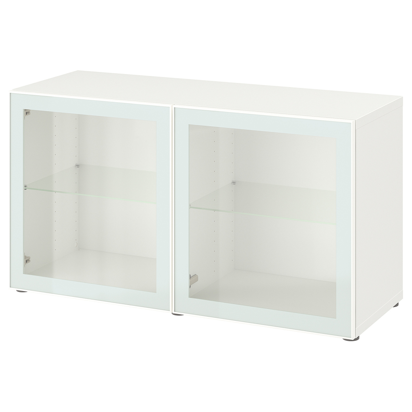 BESTÅ shelf unit with glass doors white Glassvik/white/light green