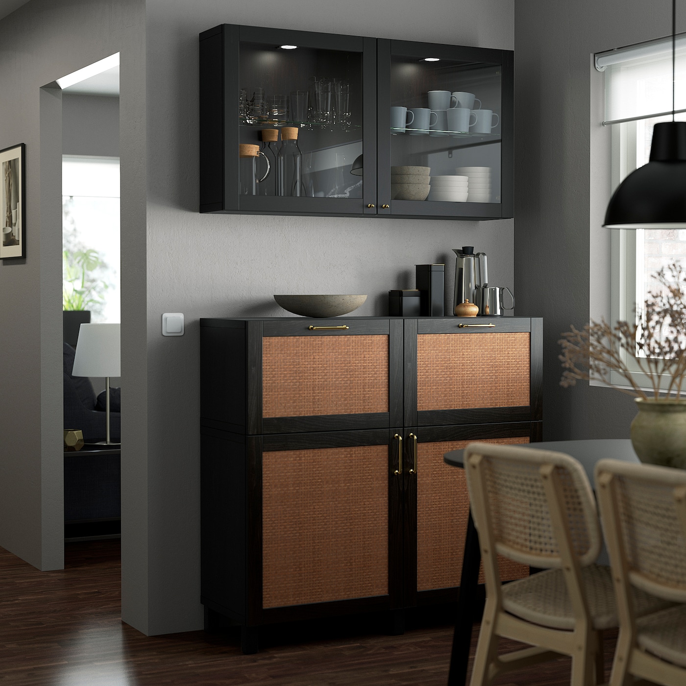 BESTÅ storage combination w doors/drawers black-brown Studsviken