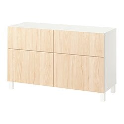 BESTÅ storage combination w doors/drawers white stained oak effect