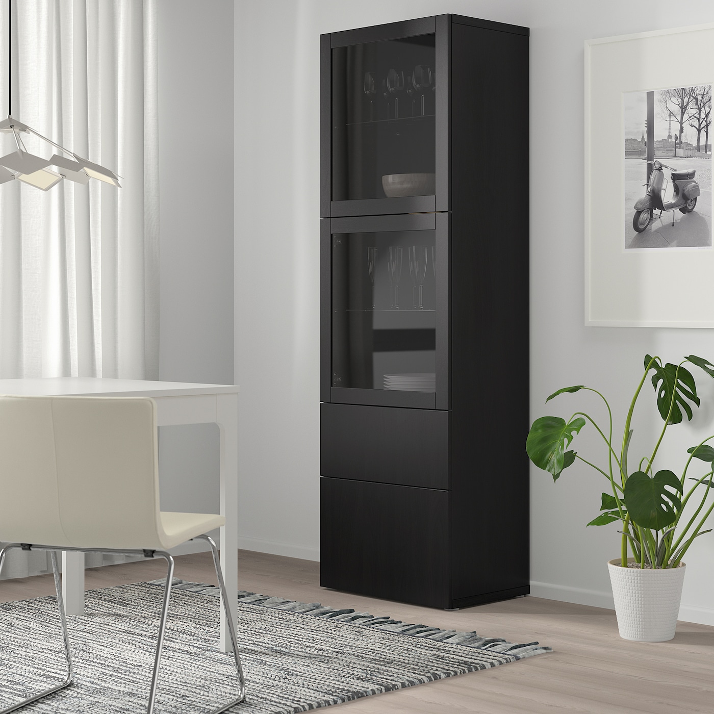 BESTÅ storage combination w glass doors black-brown/Lappviken