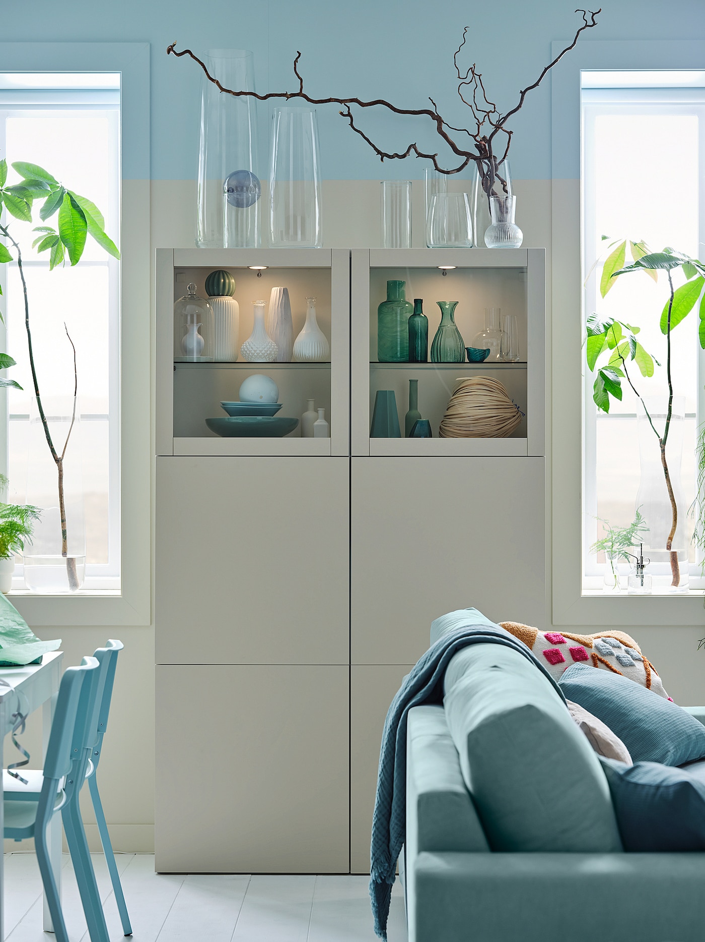BESTÅ storage combination w glass doors white Lappviken