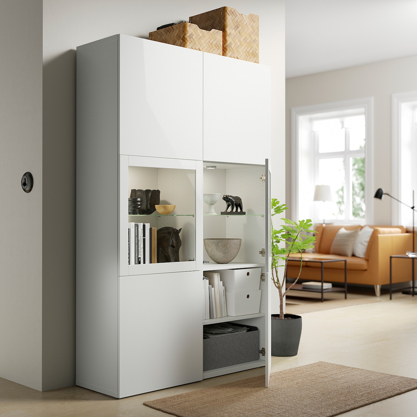 IKEA BESTÅ/GLASSVIK】組み立て途中品 3台セット ランプ付き