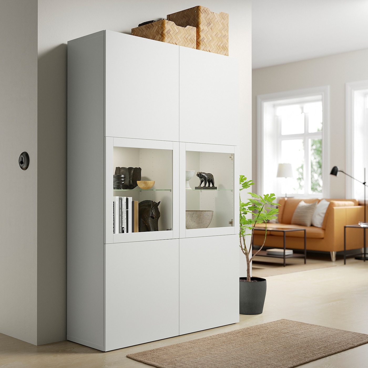 IKEA BESTÅ/GLASSVIK】組み立て途中品 3台セット ランプ付き