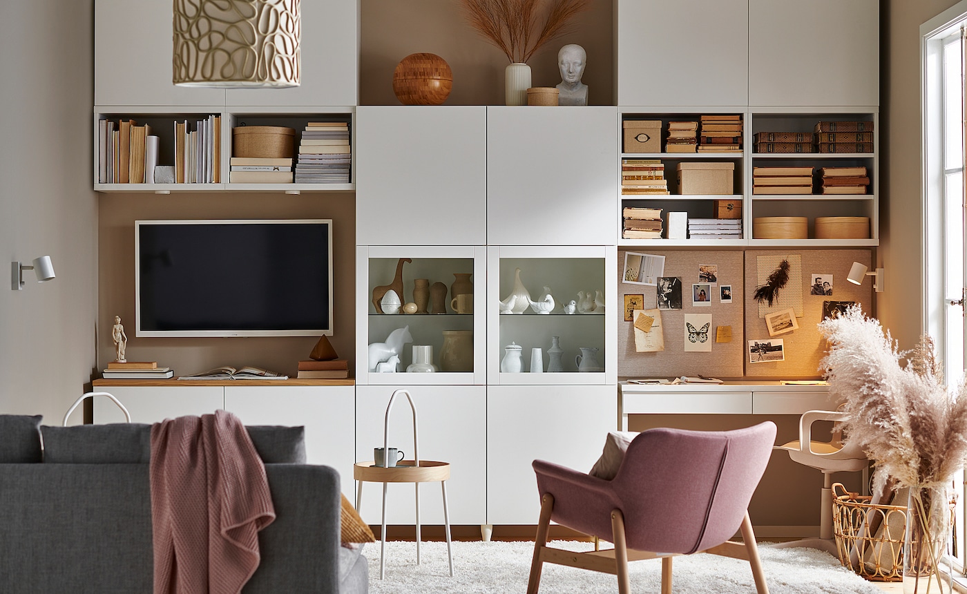BESTÅ storage combination w glass doors white Lappviken