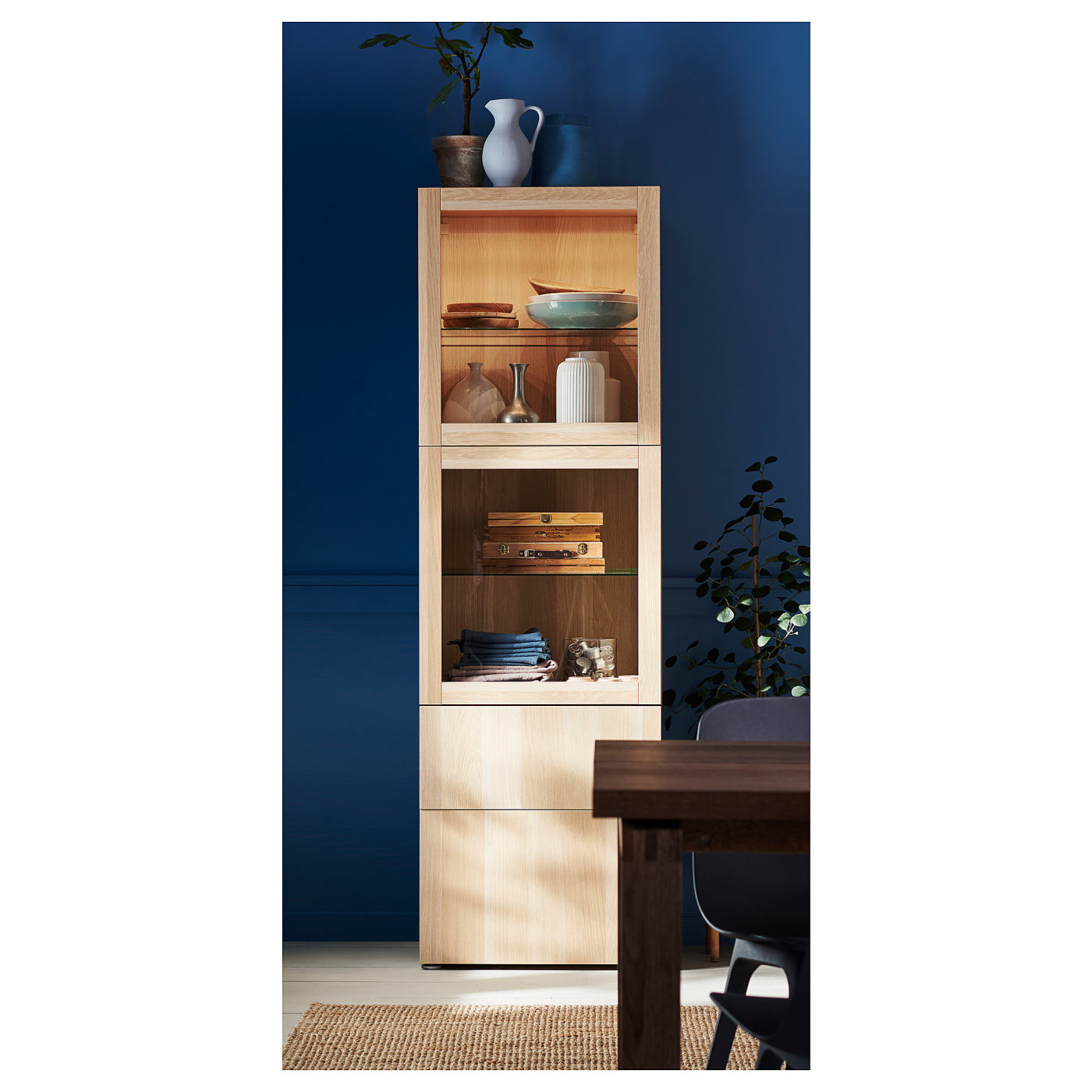 BESTÅ storage combination w glass doors white stained oak effect