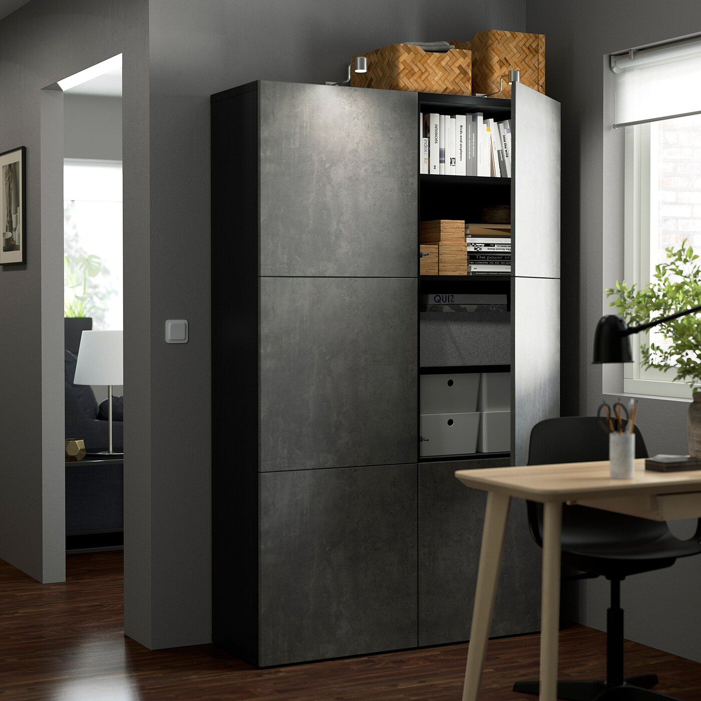 IKEA KALLVIKEN カルヴィーケン　2枚 KALLVIKEN door/drawer front, light grey concrete effect