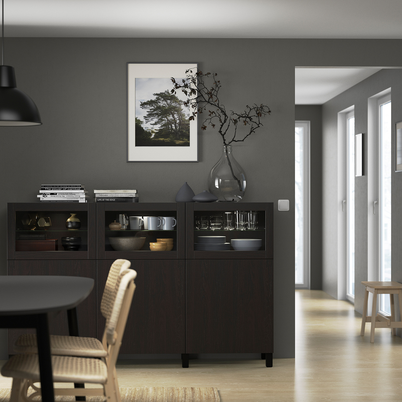 BESTÅ storage combination with doors black-brown Lappviken/Sindvik