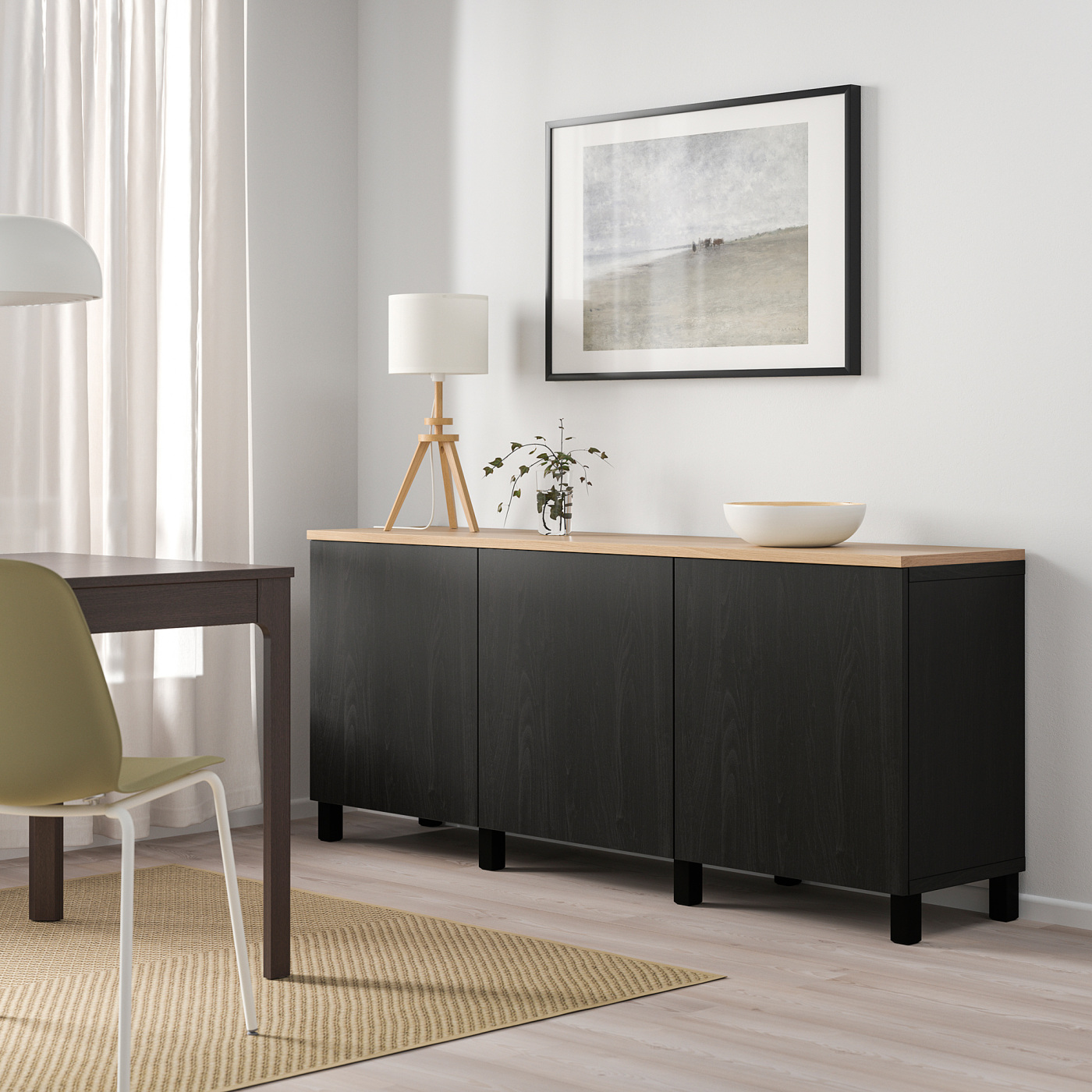 BESTÅ storage combination with doors black-brown/Lappviken