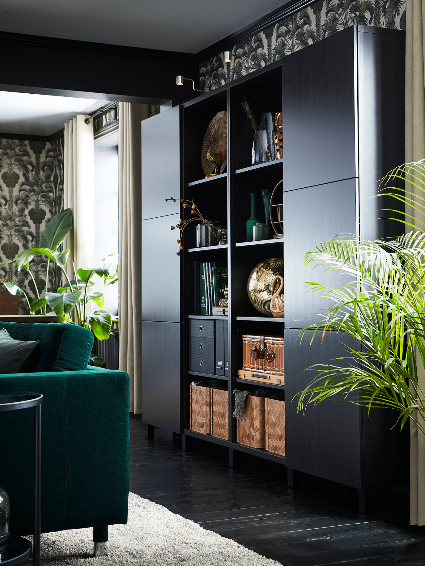 BESTÅ storage combination with doors black-brown/Lappviken