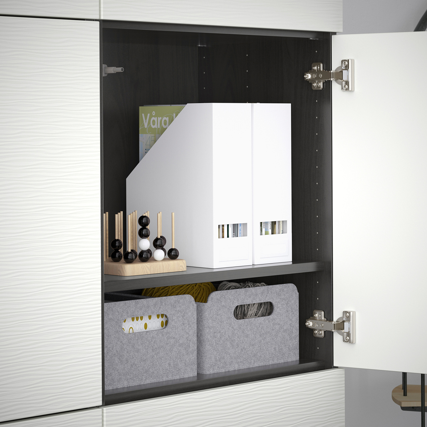 BESTÅ storage combination with doors black-brown/Laxviken white - IKEA