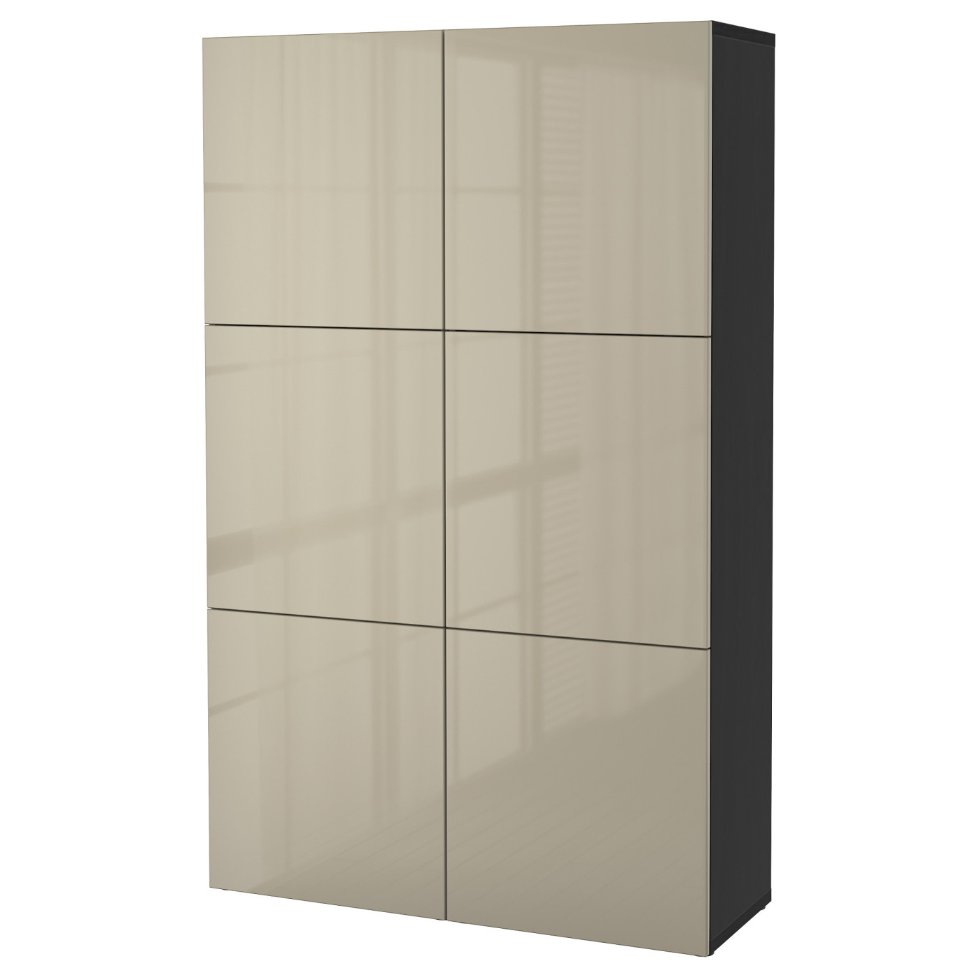BESTÅ storage combination with doors black-brown/Selsviken high
