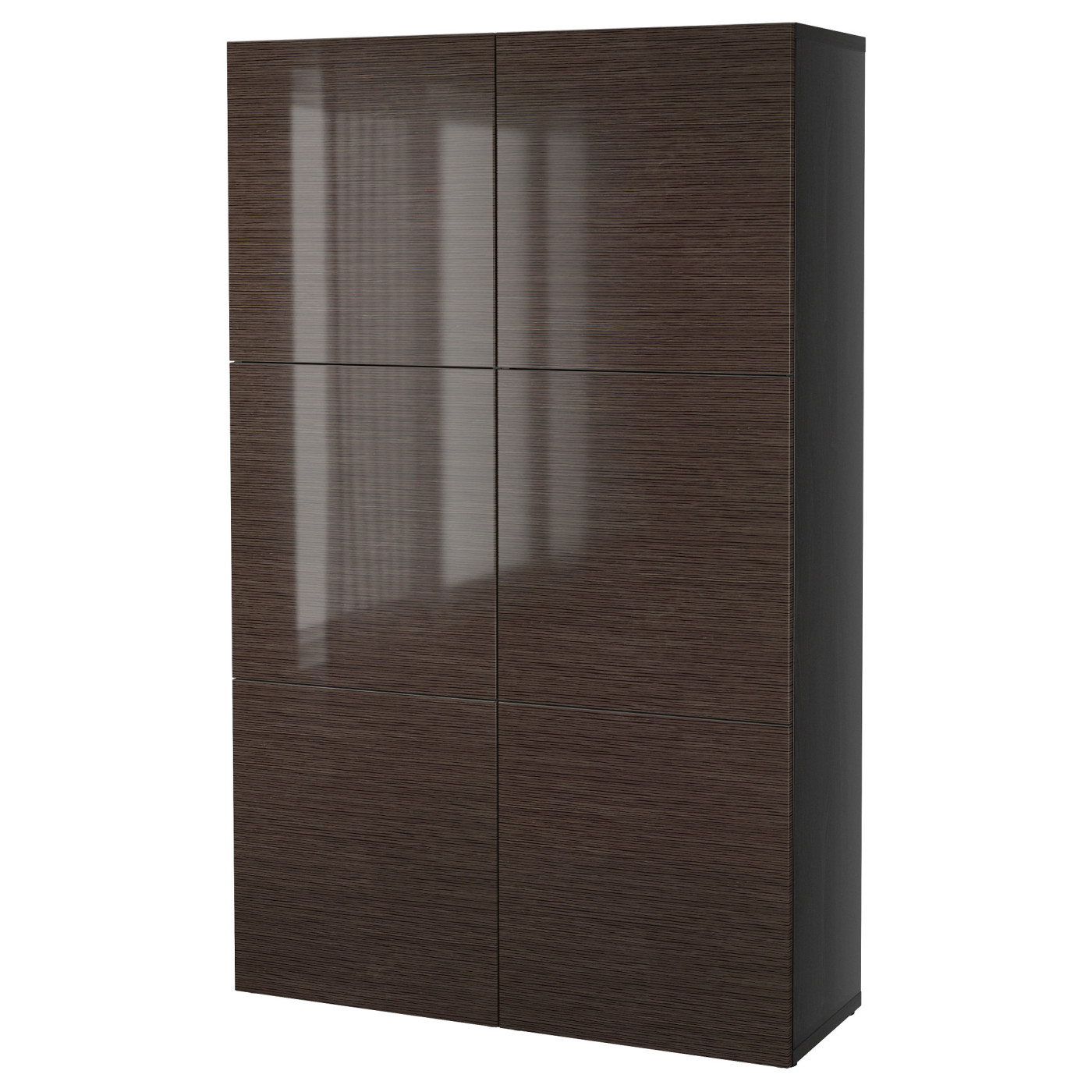 BESTÅ storage combination with doors black-brown/Selsviken high