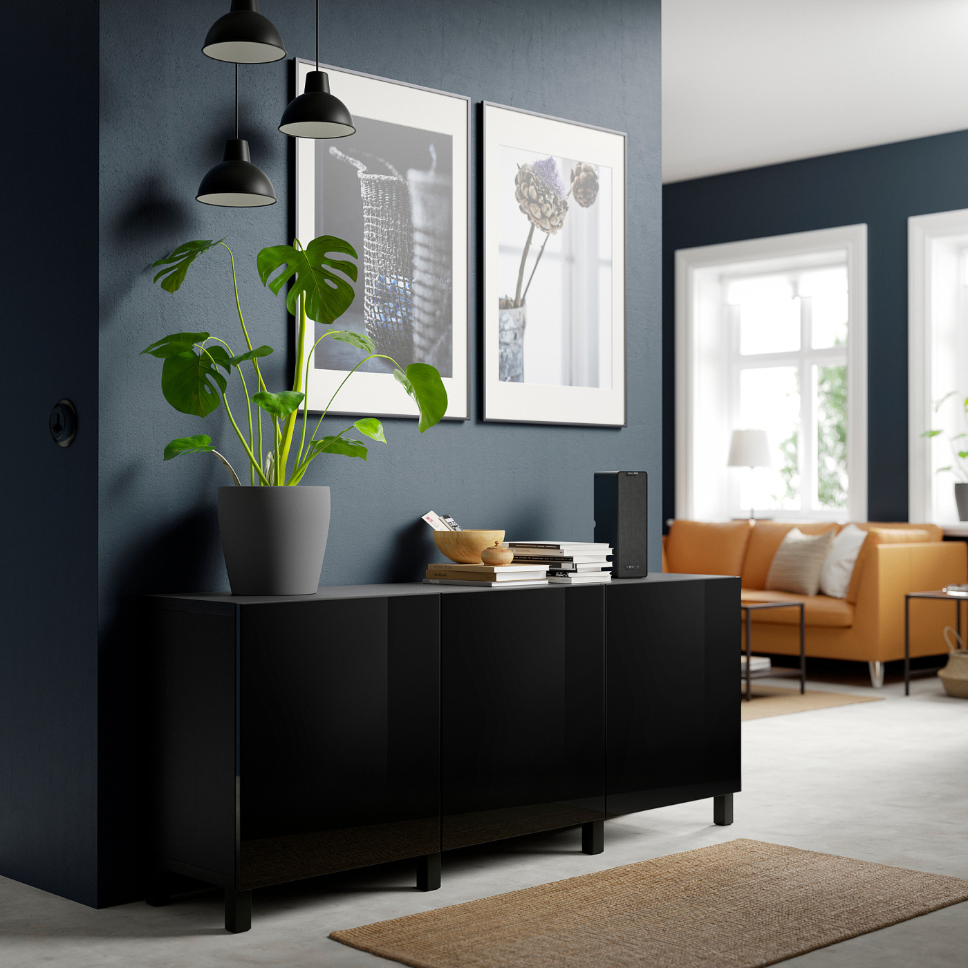  ビブ　 S 　ブラック BESTÅ storage combination with doors black-brown/Selsviken