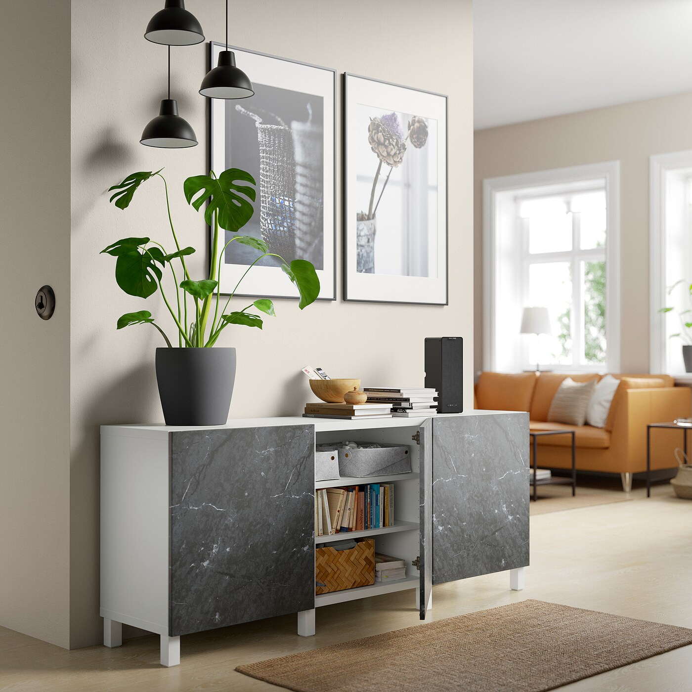 IKEA ベストー BESTÅ storage combination with doors white Bergsviken