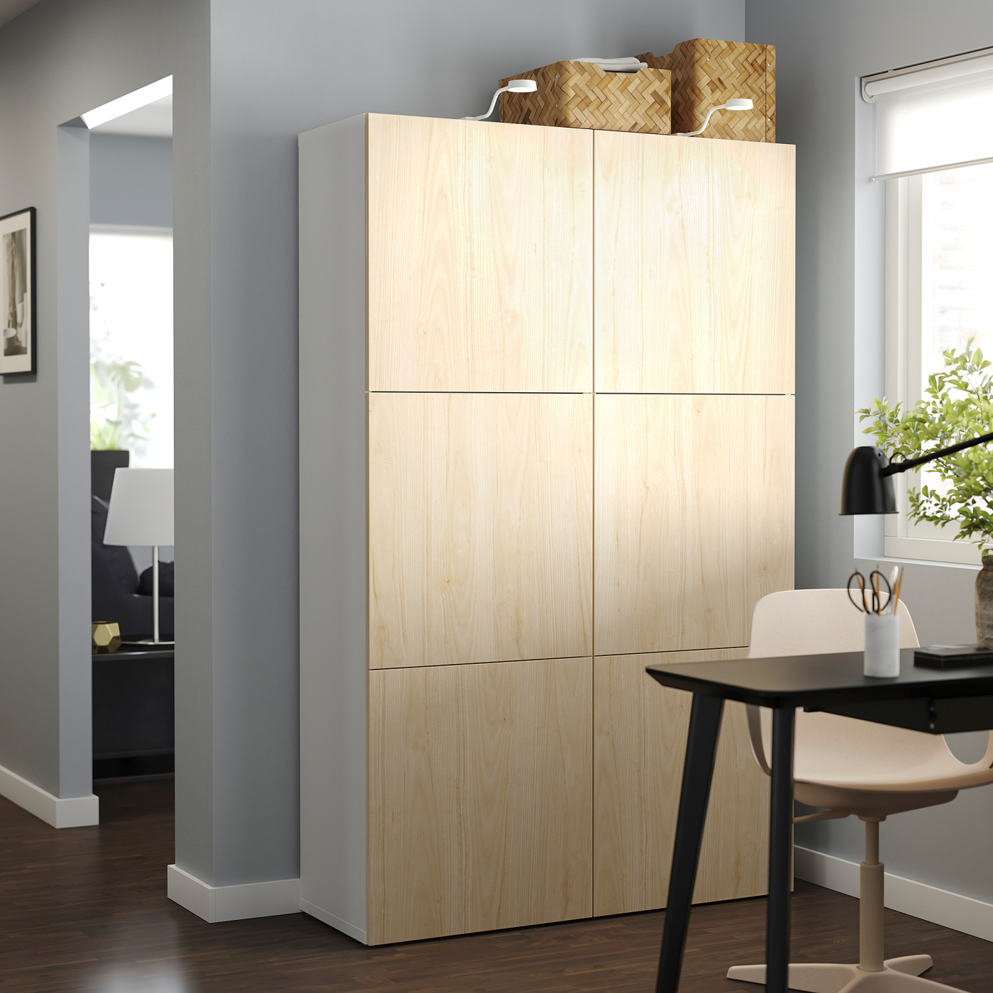 BESTÅ storage combination with doors white Fänrik/ash - IKEA