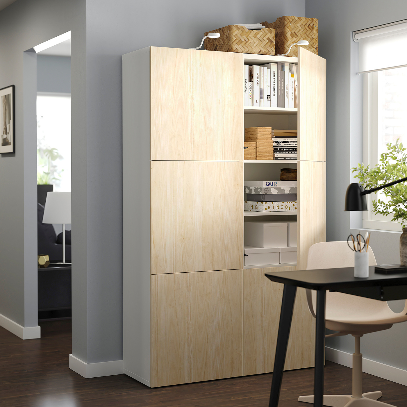 BESTÅ storage combination with doors white Fänrik/ash - IKEA