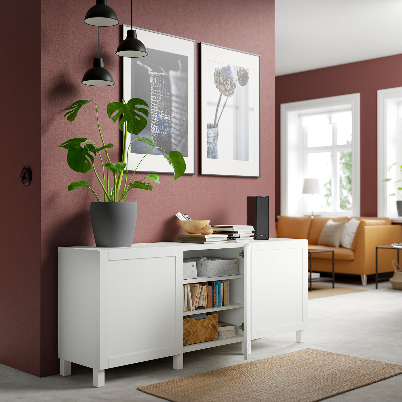 BESTÅ storage combination with doors white/Hanviken/Stubbarp white