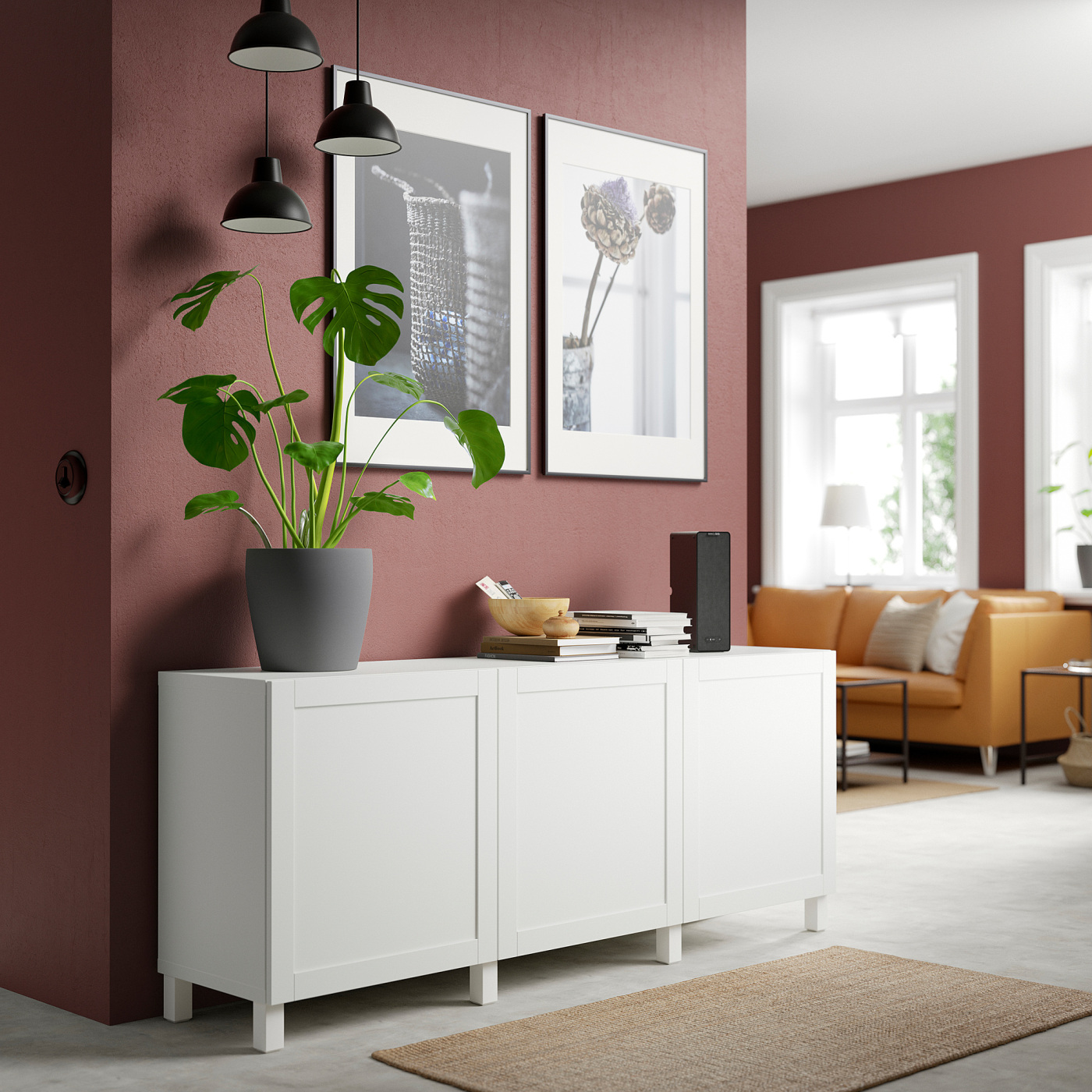 BESTÅ storage combination with doors white/Hanviken/Stubbarp white