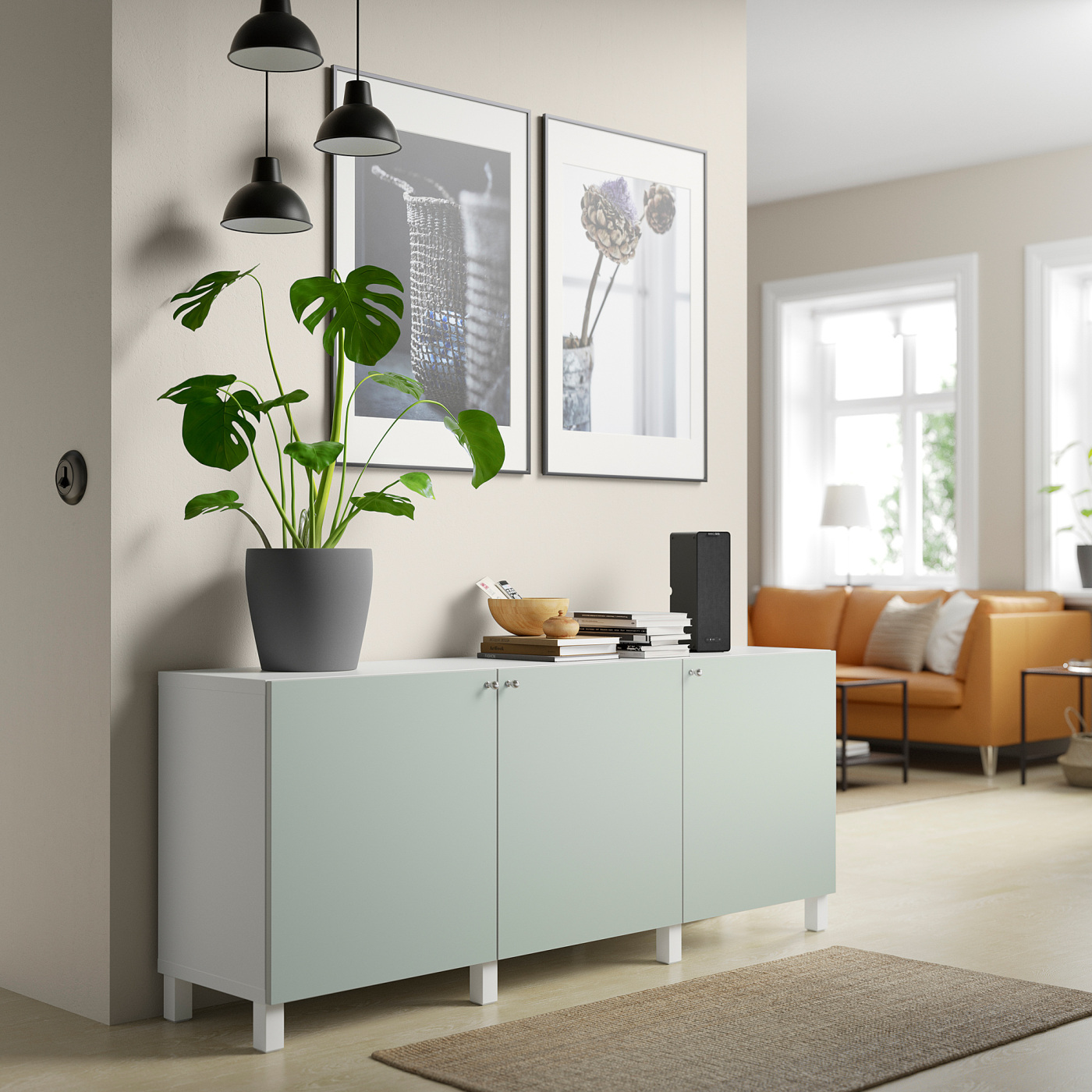 BESTÅ storage combination with doors white/Hjortviken/Stubbarp
