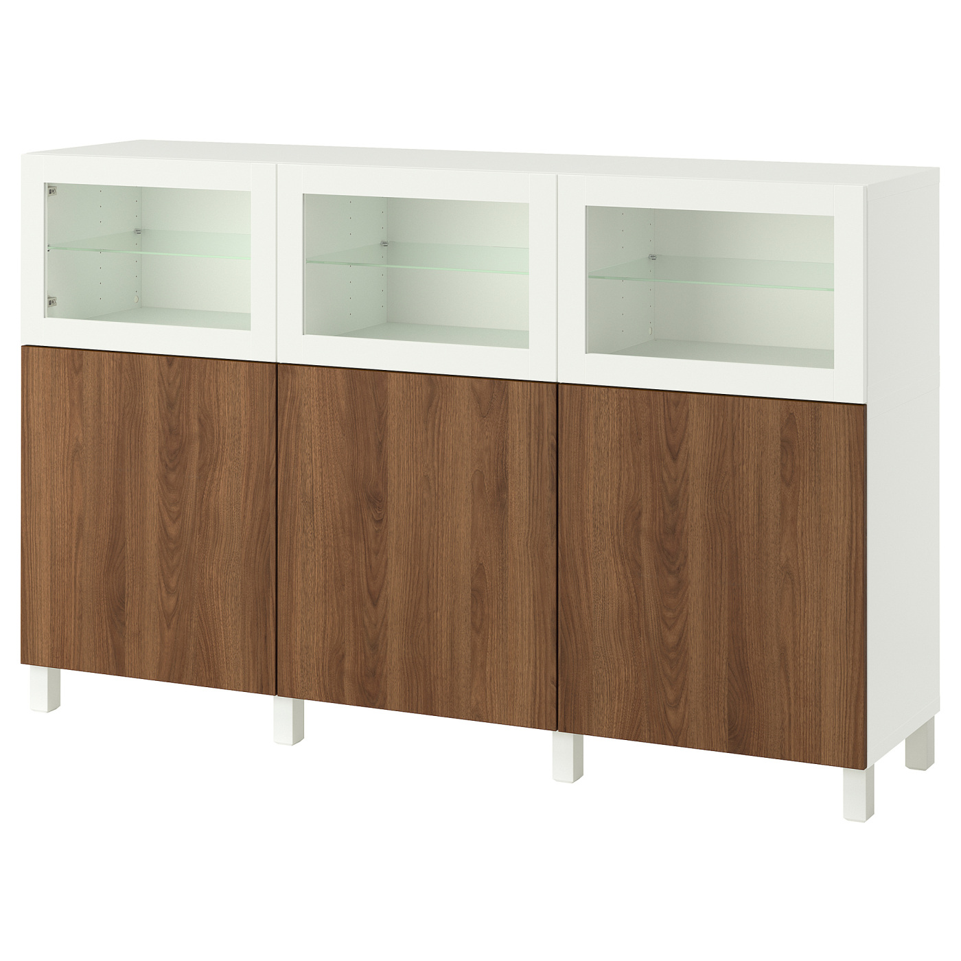 BESTÅ storage combination with doors white Lappviken/brown walnut