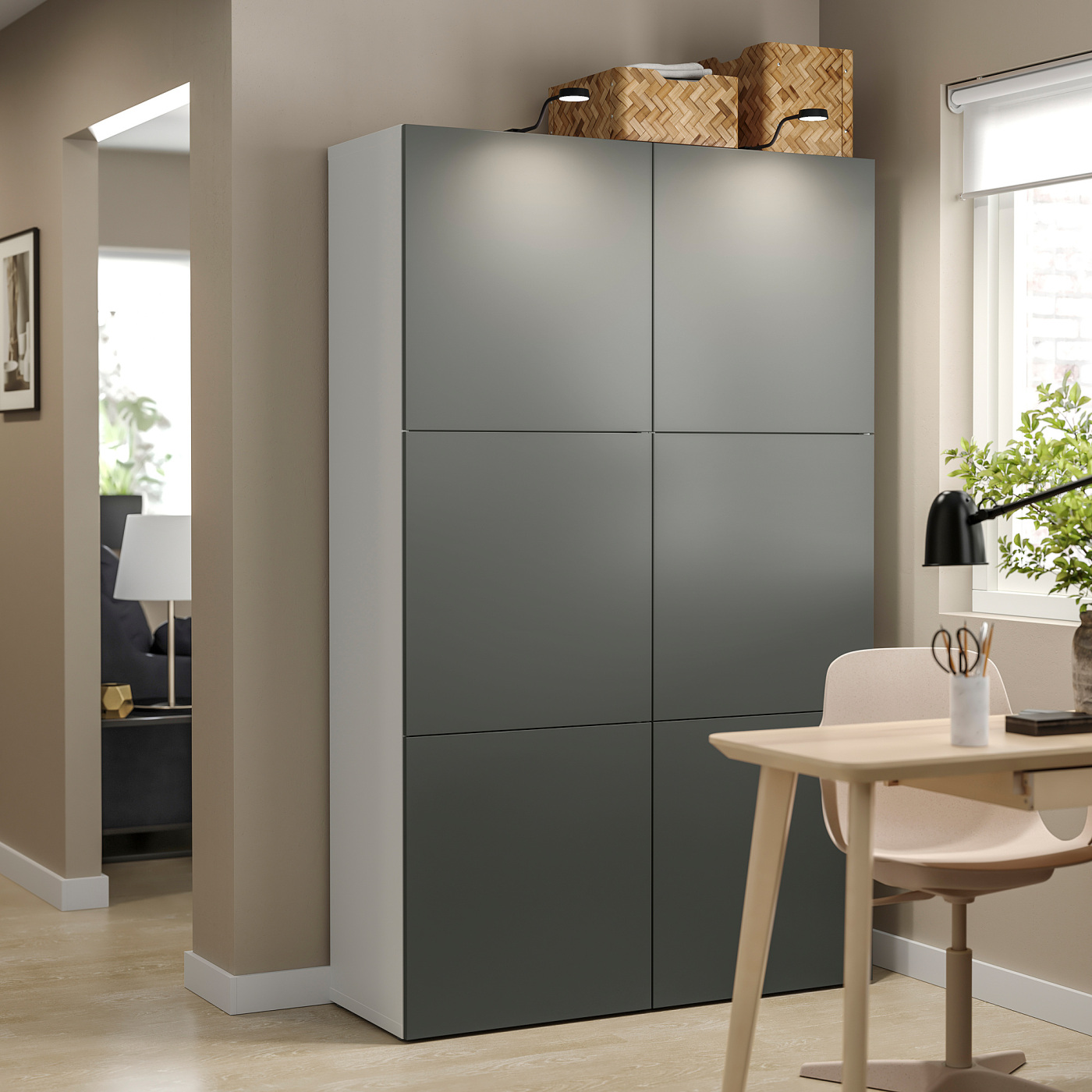 BESTÅ storage combination with doors white/Lappviken dark grey - IKEA