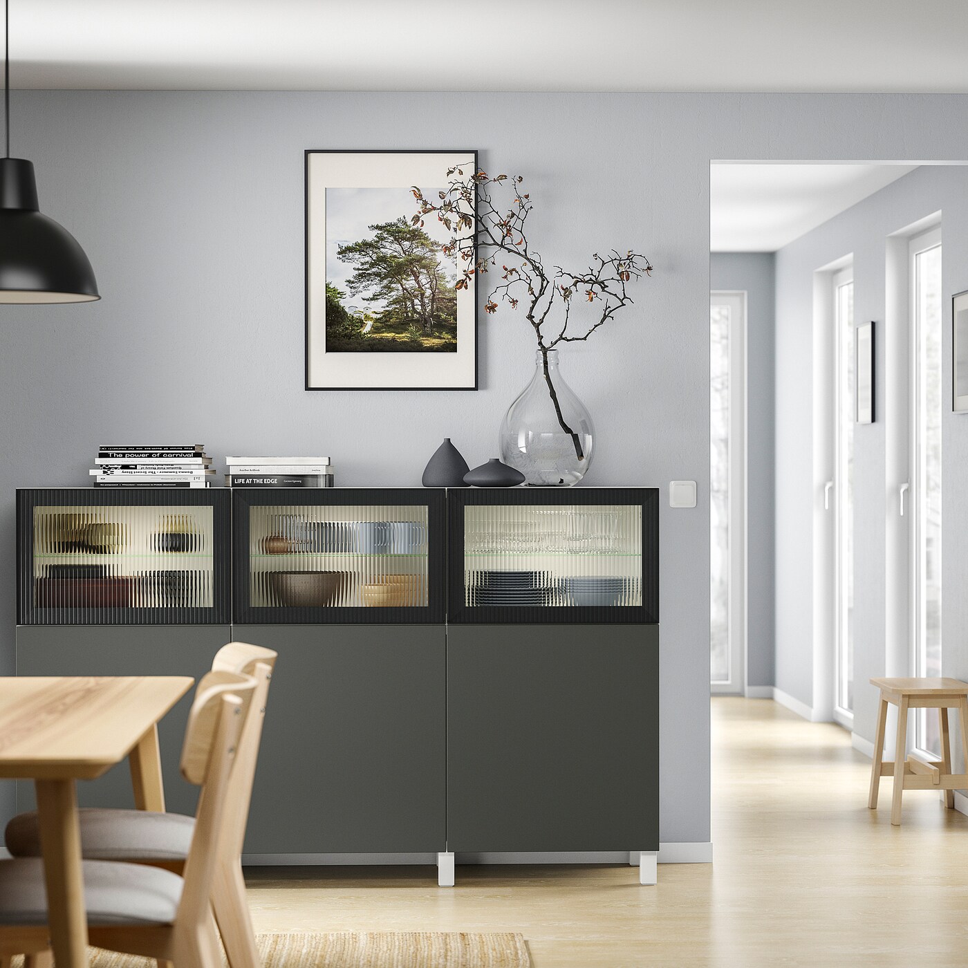 BESTÅ TV storage combination/glass doors white Sindvik