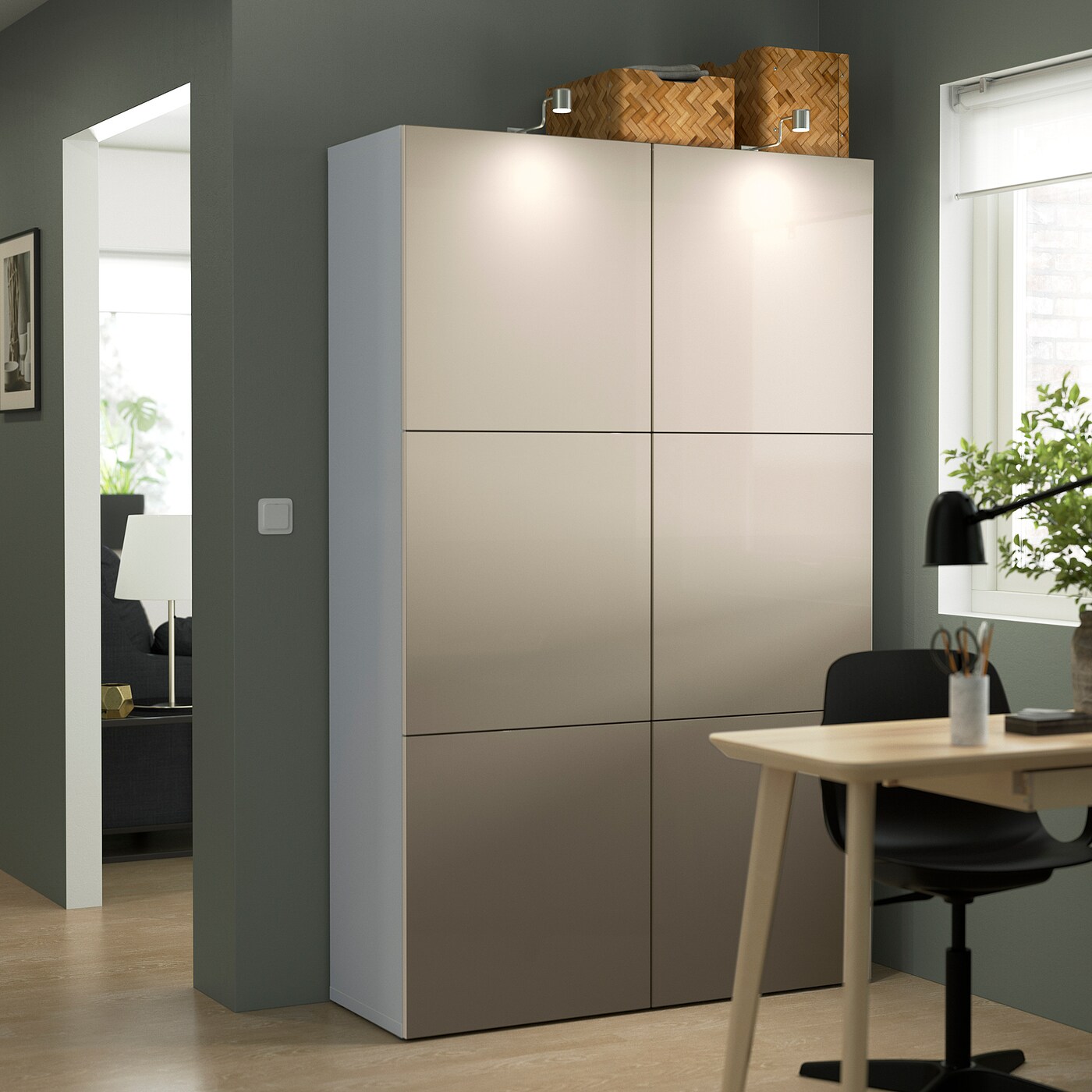 BESTÅ storage combination with doors white/Lappviken light