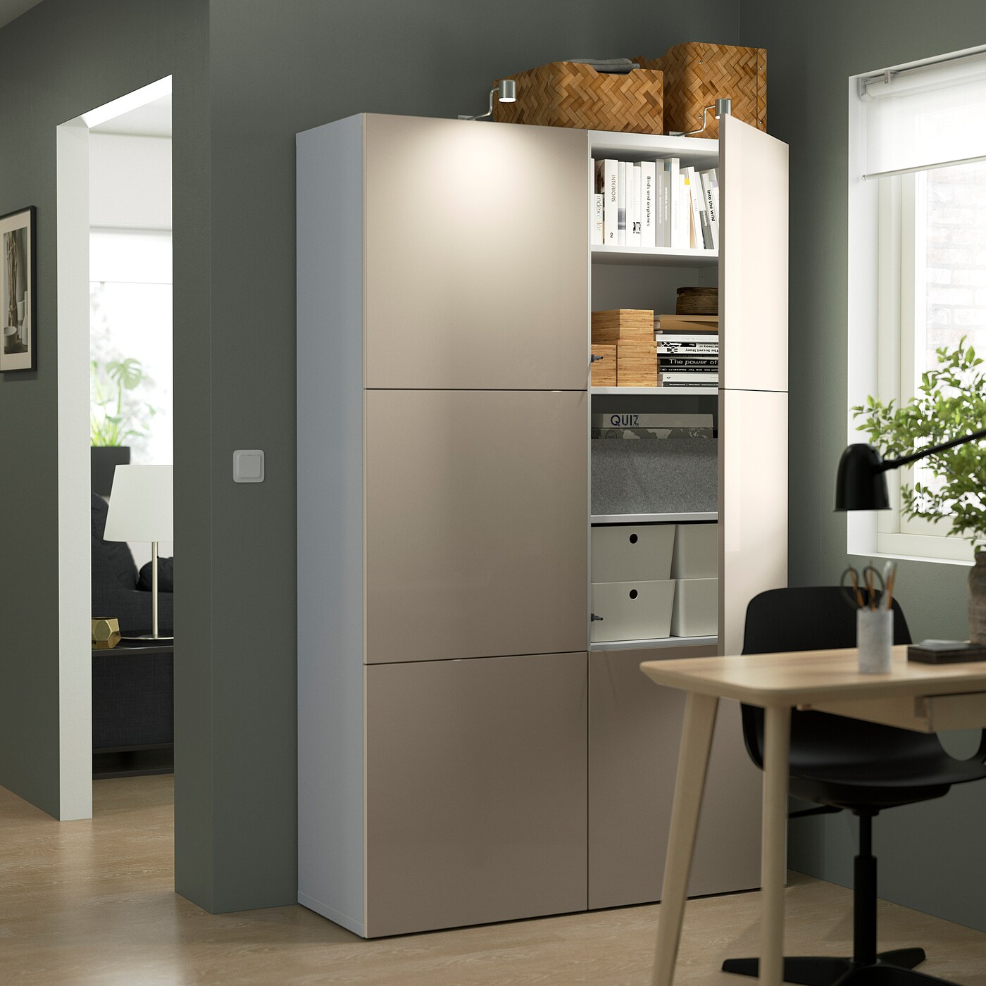 BESTÅ storage combination with doors white/Lappviken light