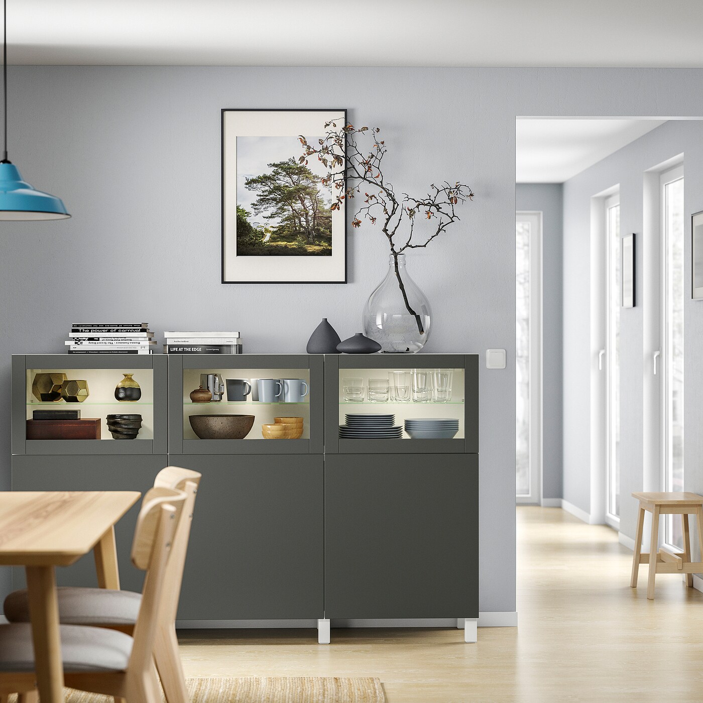IKEA BESTÅ/GLASSVIK】組み立て途中品 3台セット ランプ付き
