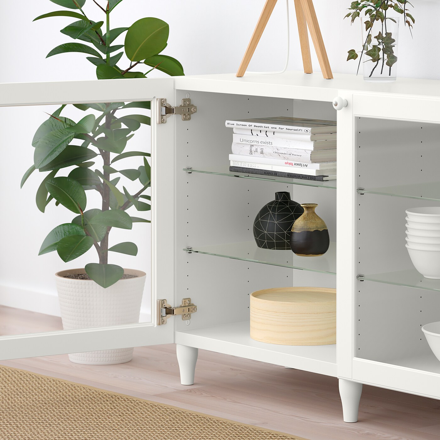 BESTÅ storage combination with doors white/Ostvik/Kabbarp white