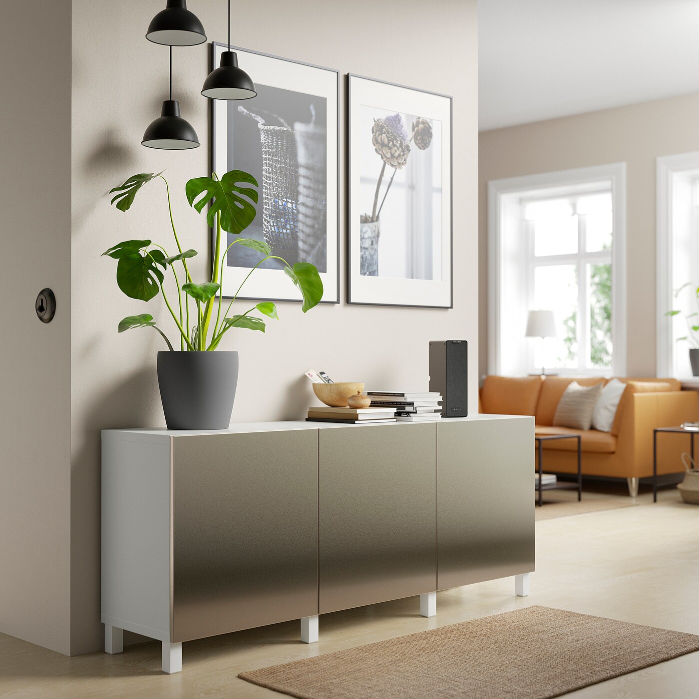 BESTÅ storage combination with doors white/Riksviken