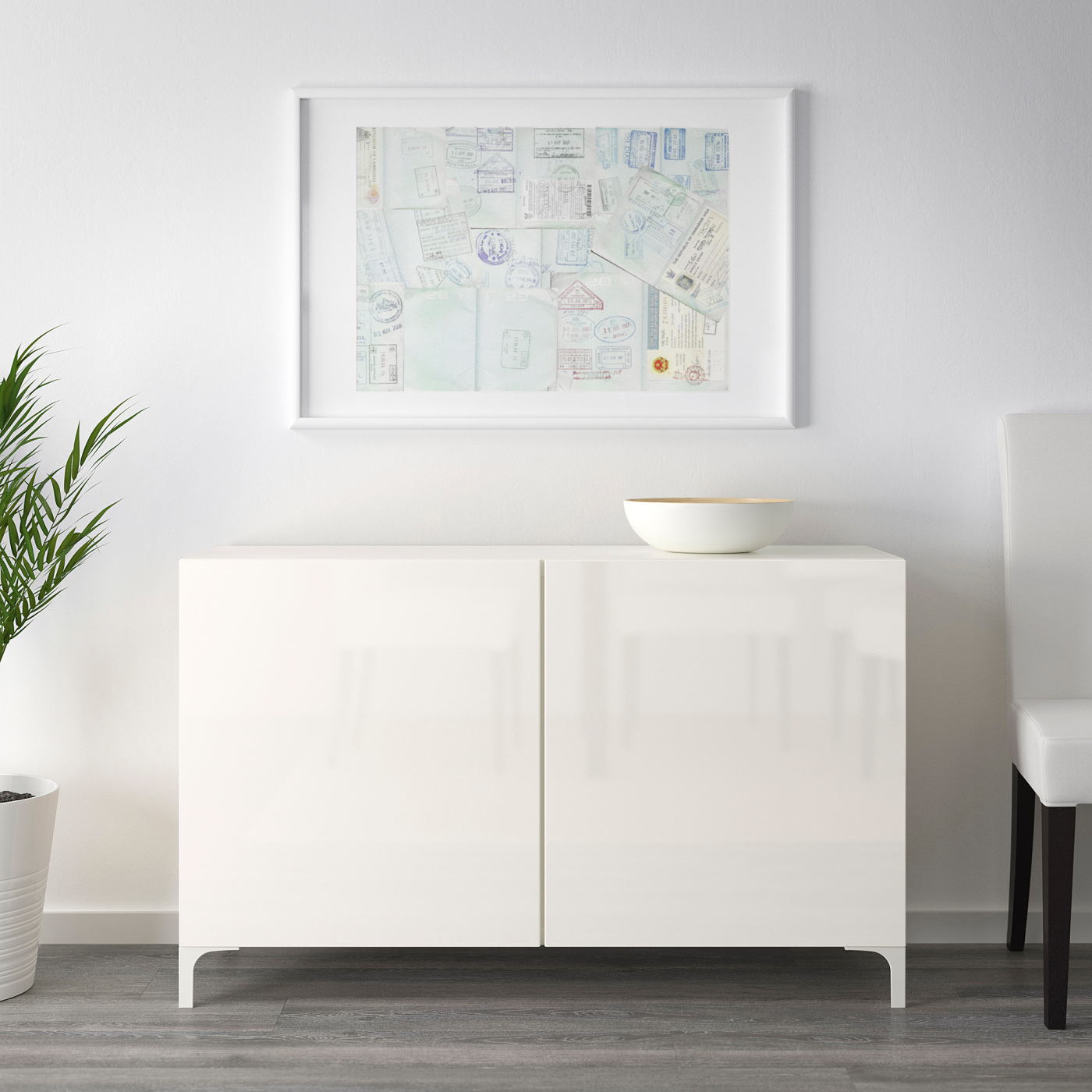 BESTÅ storage combination with doors white/Selsviken high-gloss