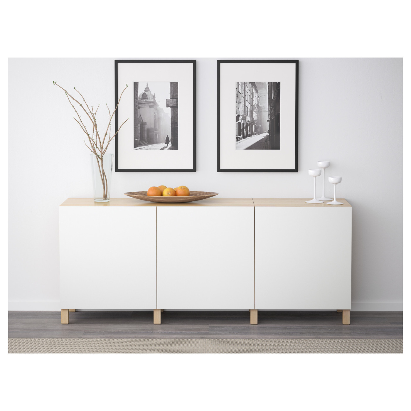 BESTÅ storage combination with doors white stained oak effect