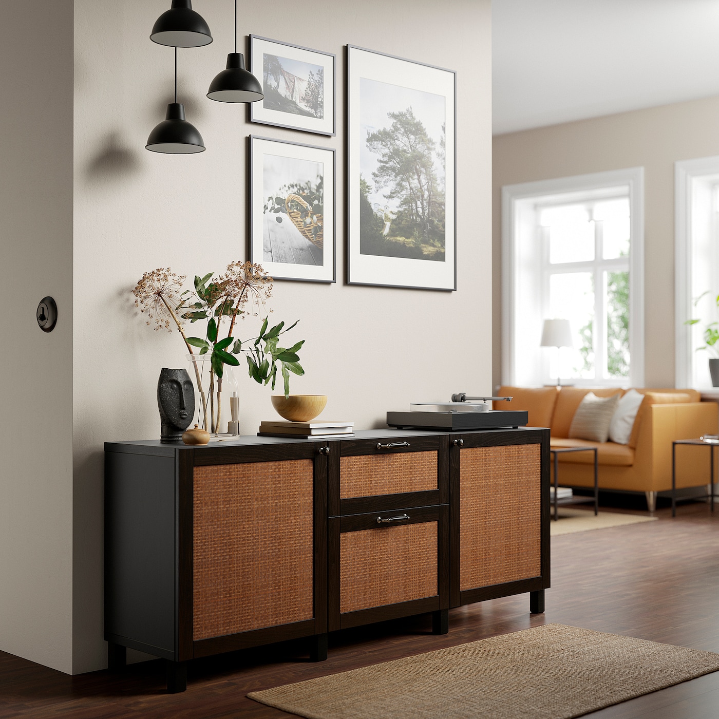 BESTÅ storage combination with drawers black-brown Studsviken