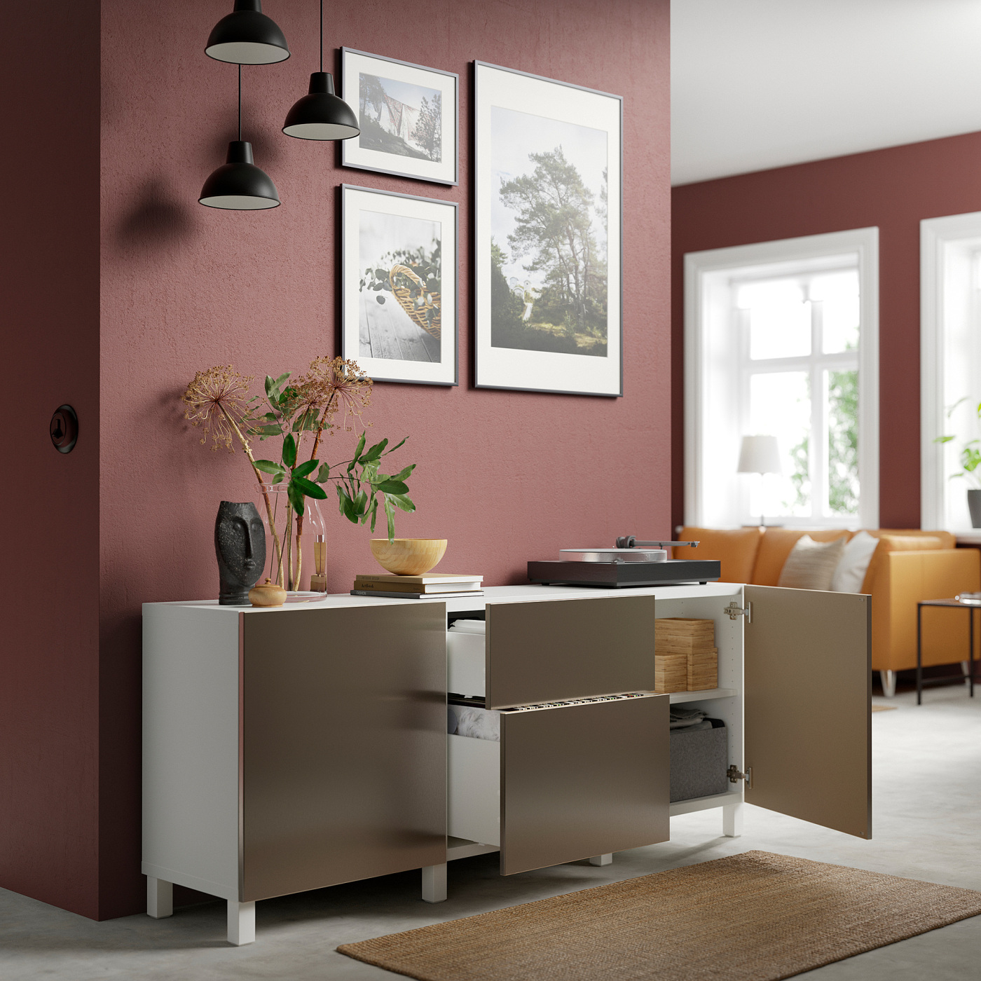 BESTÅ storage combination with drawers white Riksviken/light