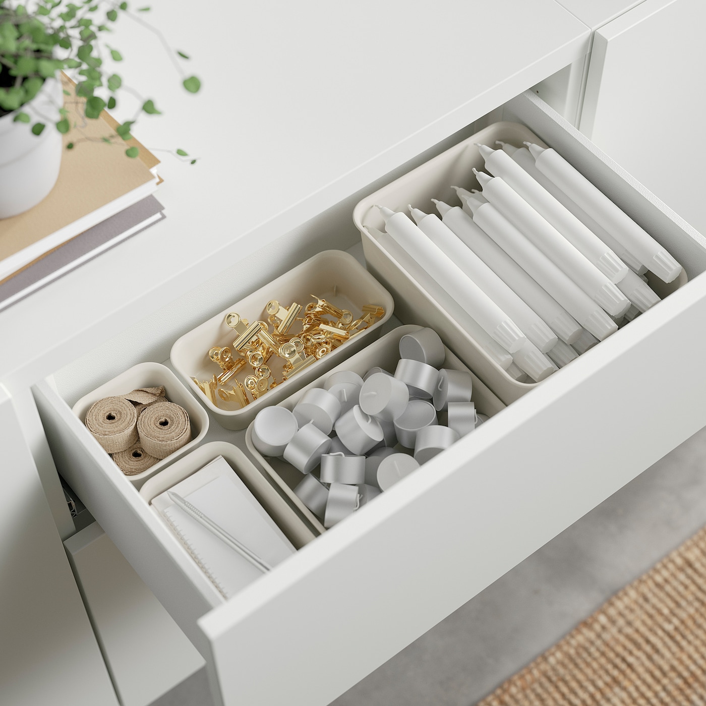 BESTÅ storage combination with drawers white Riksviken/light